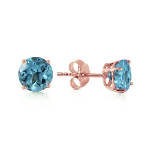 0.95 Carat 14K Solid Rose Gold Petite Blue Topaz Stud Earrings