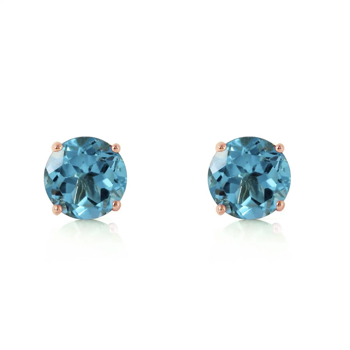 0.95 Carat 14K Solid Rose Gold Petite Blue Topaz Stud Earrings