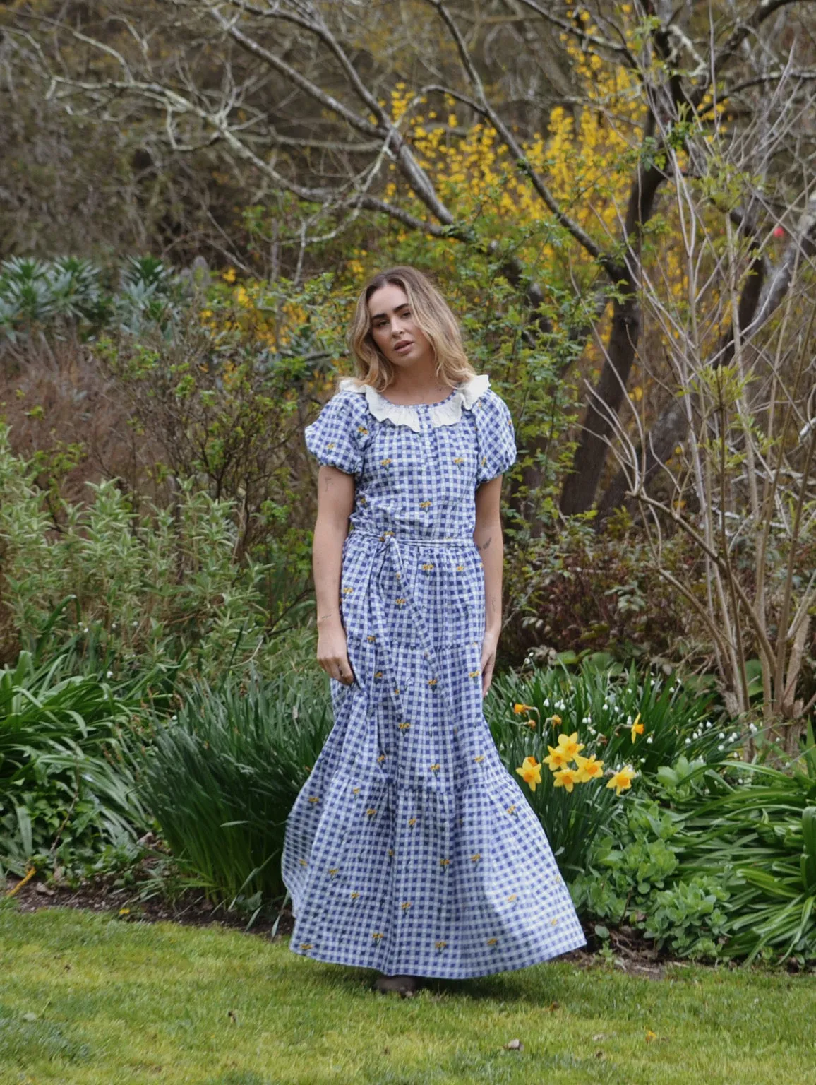 100% RECYCLED COTTON - DELPHINIUM BLUE GINGHAM