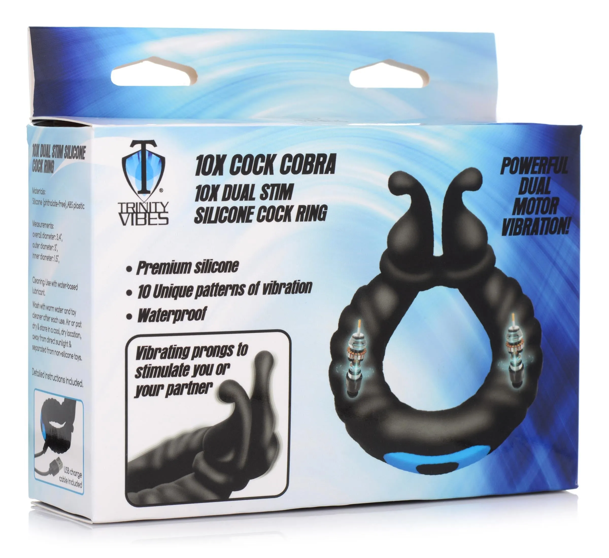 10x Cobra Dual Stimulation Silicone Cock Ring