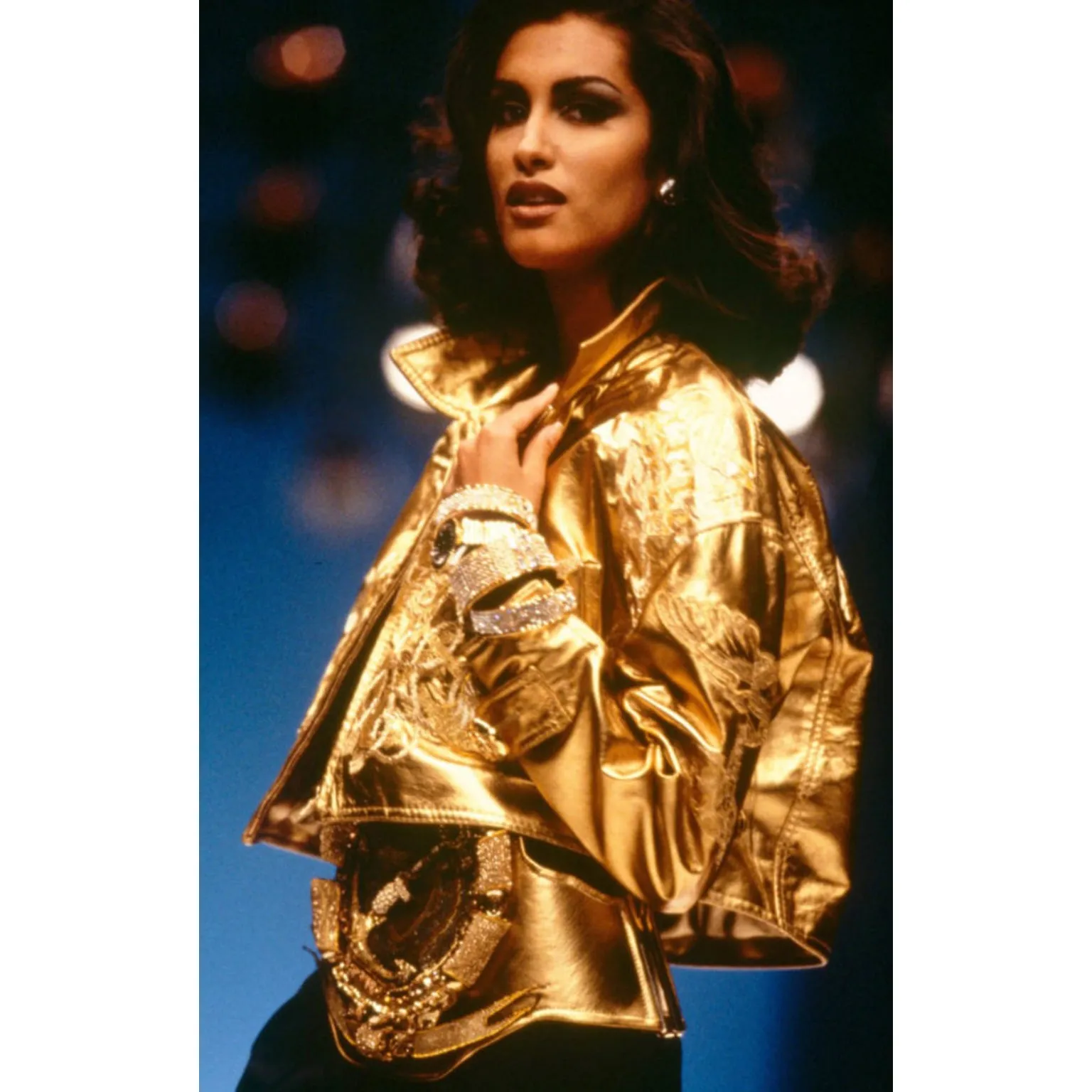 1992 Gianfranco Ferre Gold Leather Nautical Theme Runway Jacket