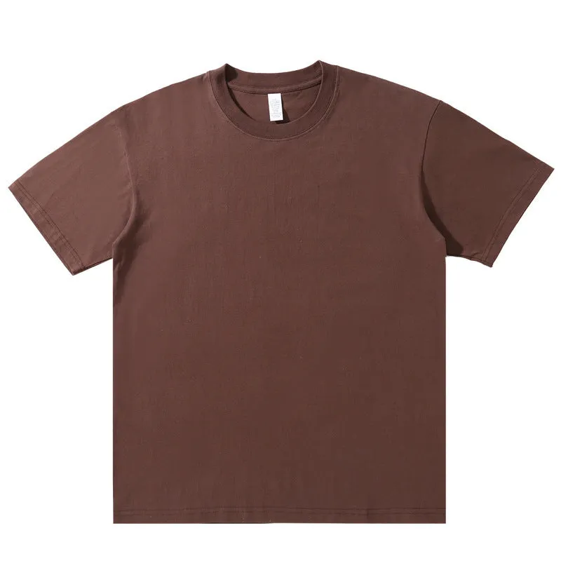 220g Round Neck Solid Color T-shirt Cotton Half Sleeve