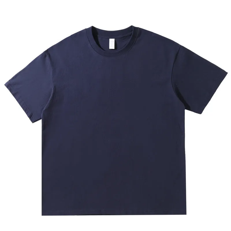 220g Round Neck Solid Color T-shirt Cotton Half Sleeve