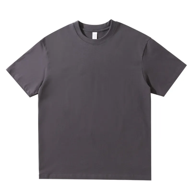 220g Round Neck Solid Color T-shirt Cotton Half Sleeve