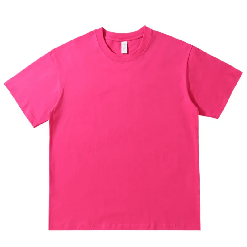 220g Round Neck Solid Color T-shirt Cotton Half Sleeve