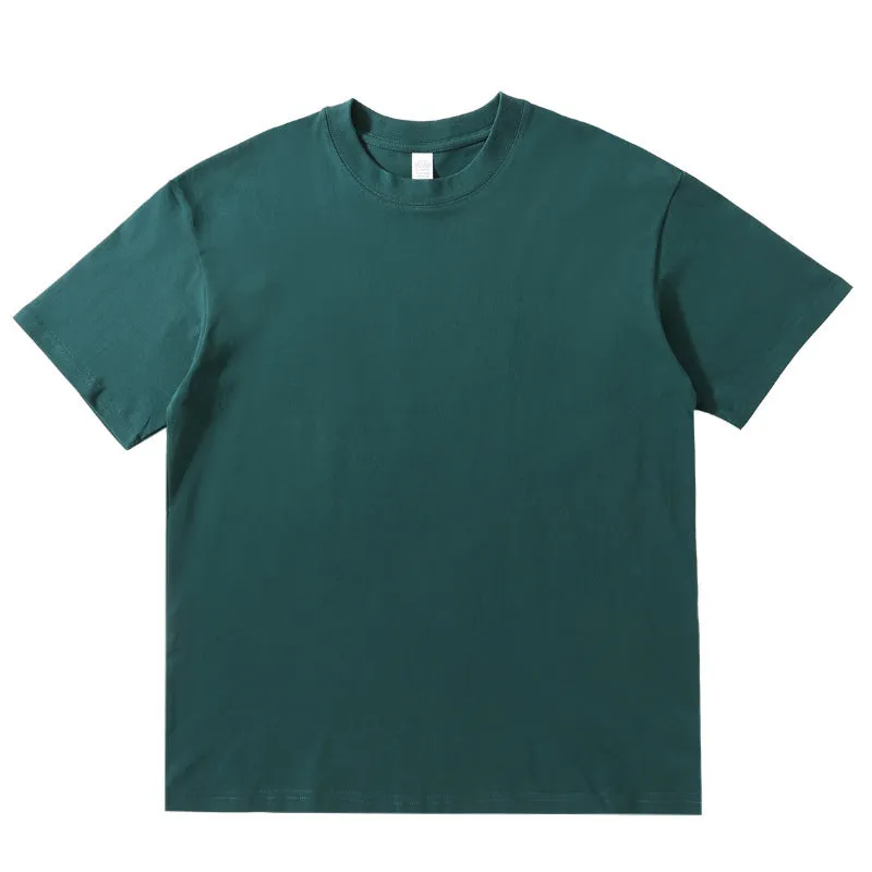 220g Round Neck Solid Color T-shirt Cotton Half Sleeve