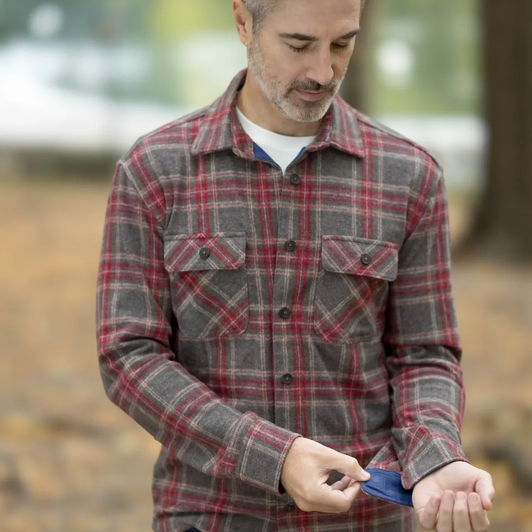 Adaptive Brown Glen Plaid  Flannel Shirt Combo Layering Piece with Magnetic Closures