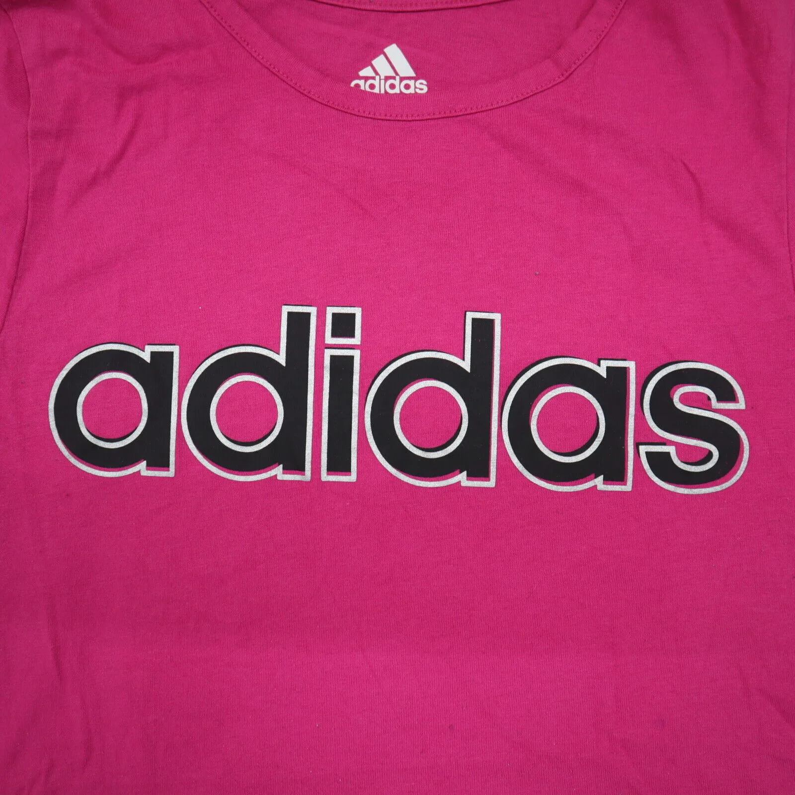 Adidas Graphics T-Shirt Girls Large L Pink Short Sleeves Round Neck Sports