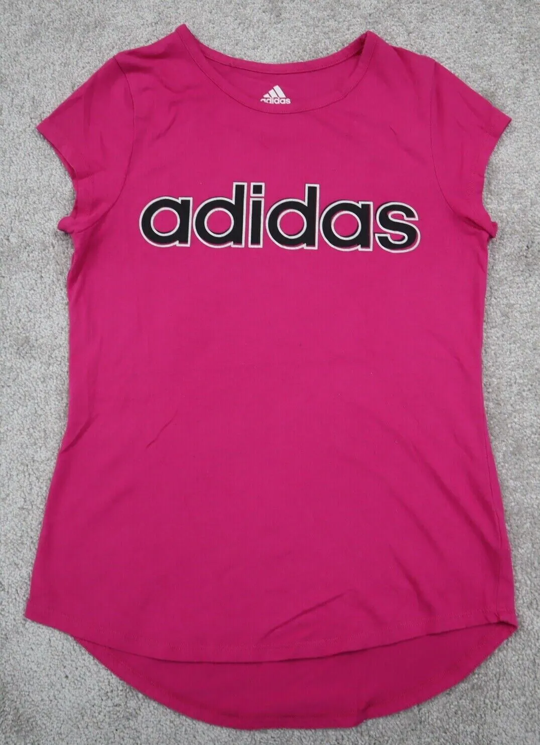 Adidas Graphics T-Shirt Girls Large L Pink Short Sleeves Round Neck Sports