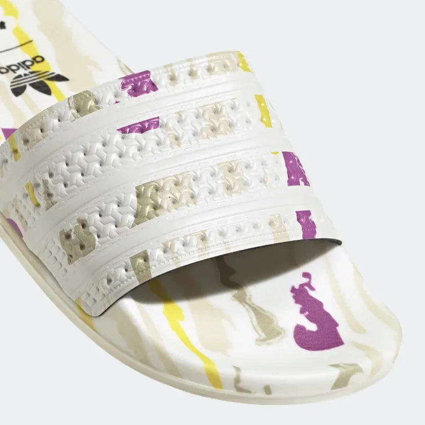 Adidas Women's Adilette Thebe Magugu Slides - Cloud White / Beige / Yellow / Purple