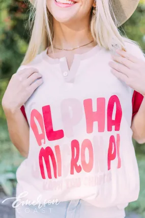 Alpha Omicron Pi Red Colorblock Henley