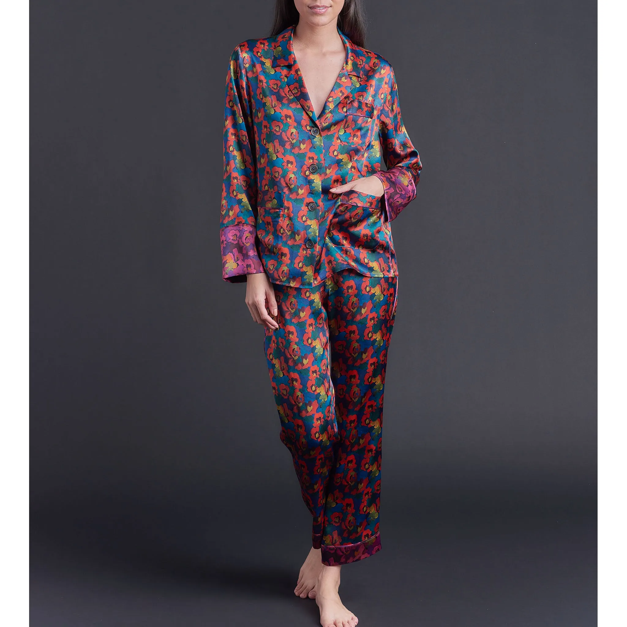 Annabel Pajama Top in Gemma Rose Liberty Print Silk Charmeuse