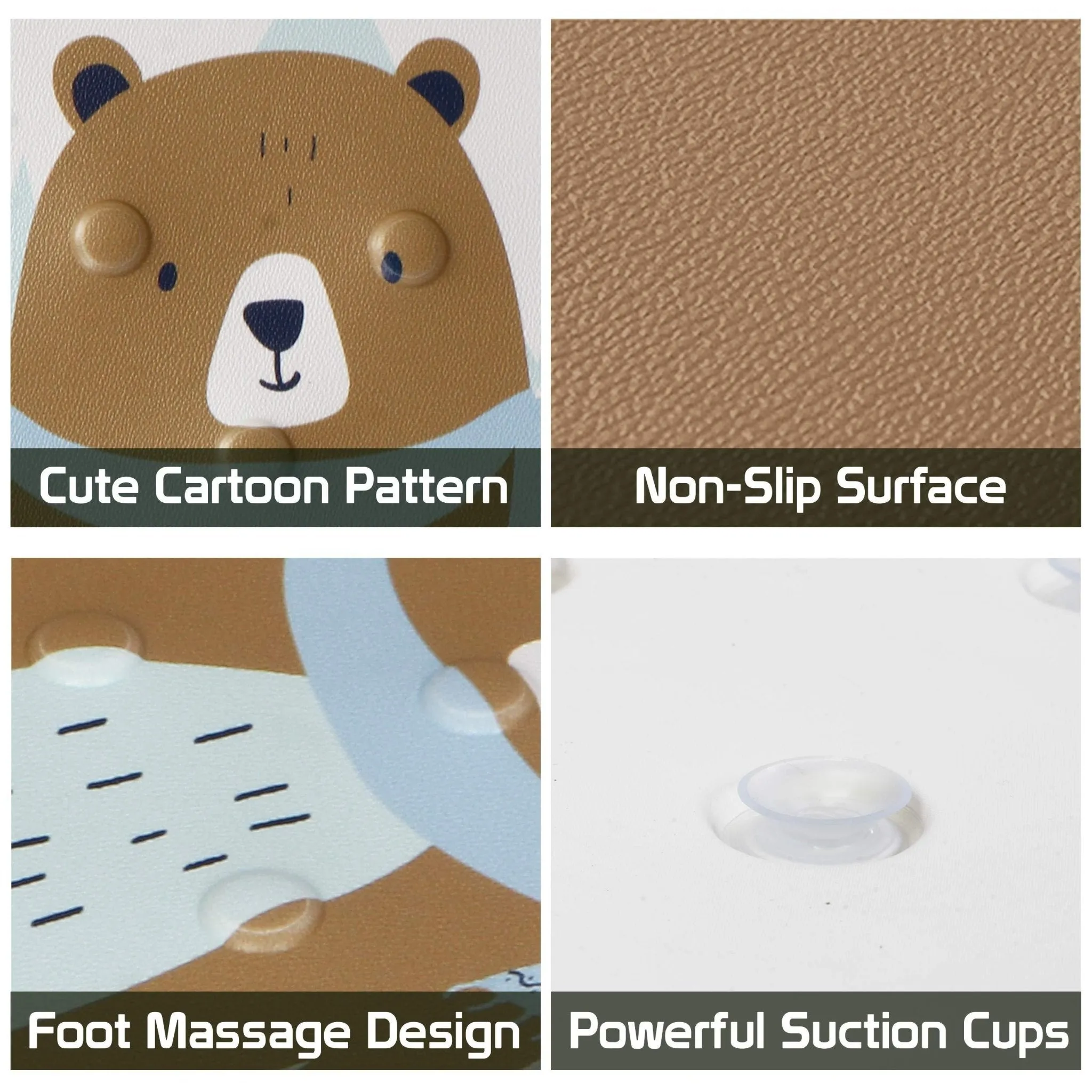 Anti Slip Mats for Baby Bathtub and Kids Shower Area, 40x70 cm, Bear