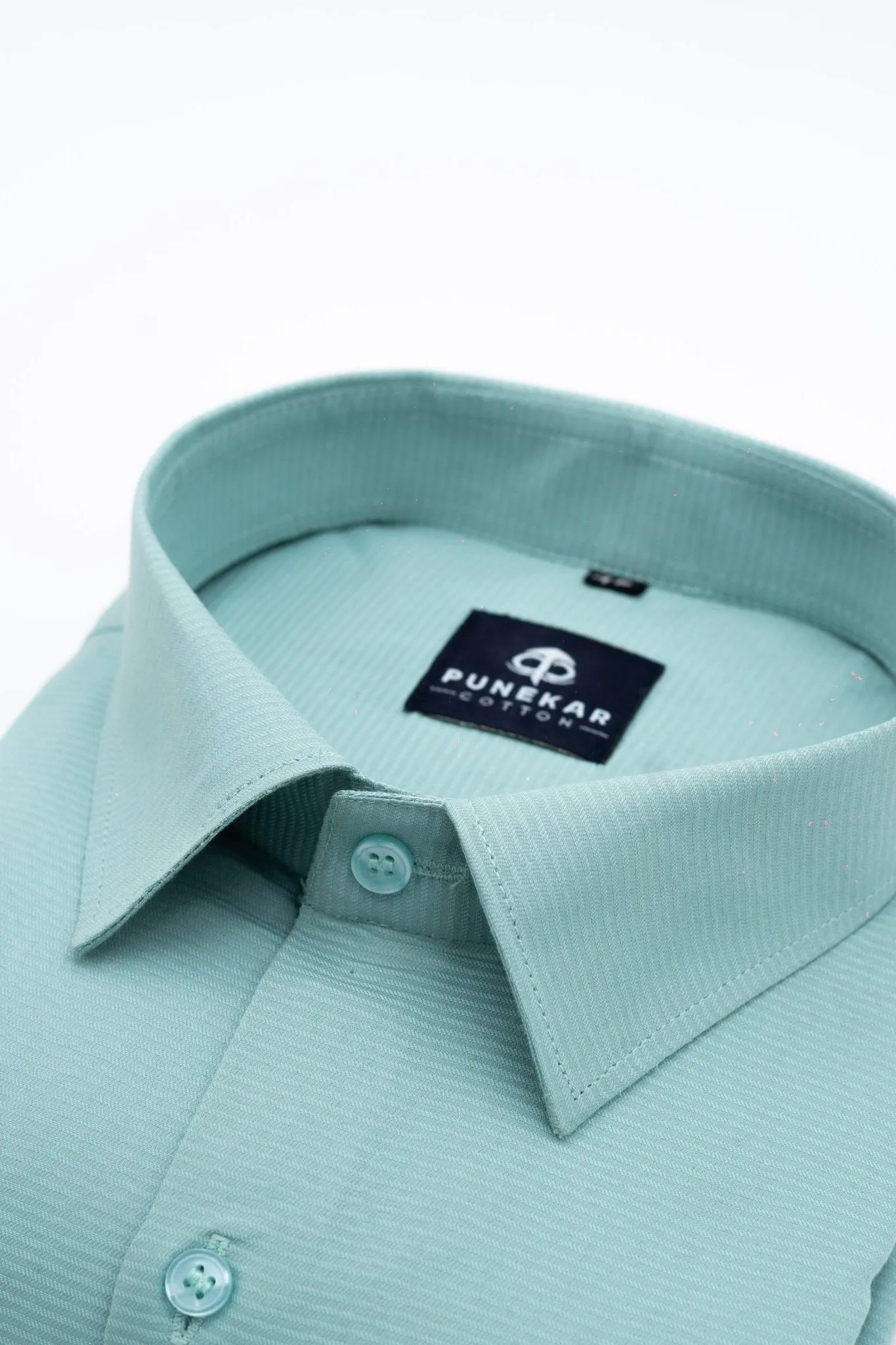 Aqua Green Color Twitter Lining Blende Cotton Shirts For Men