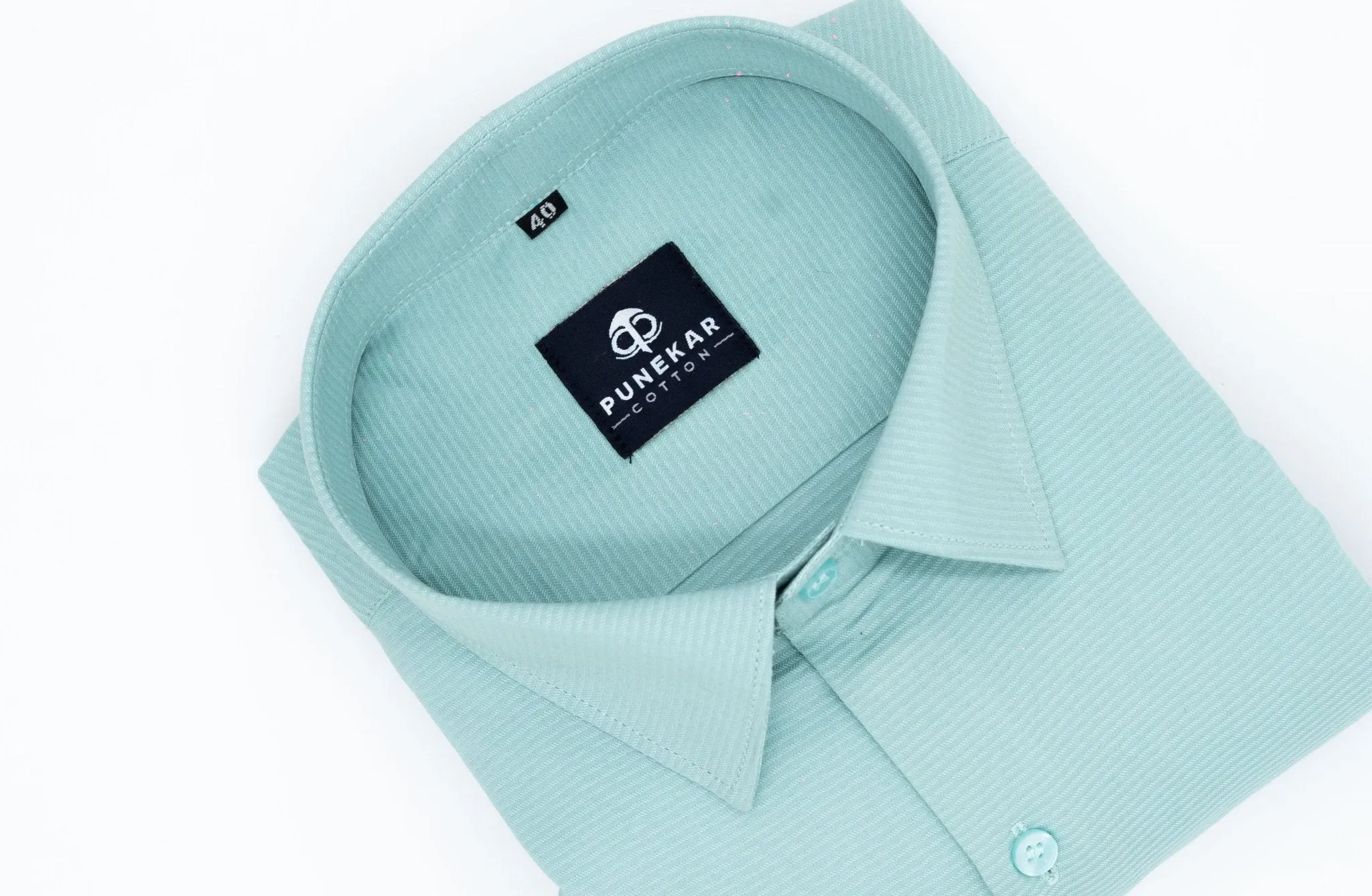 Aqua Green Color Twitter Lining Blende Cotton Shirts For Men