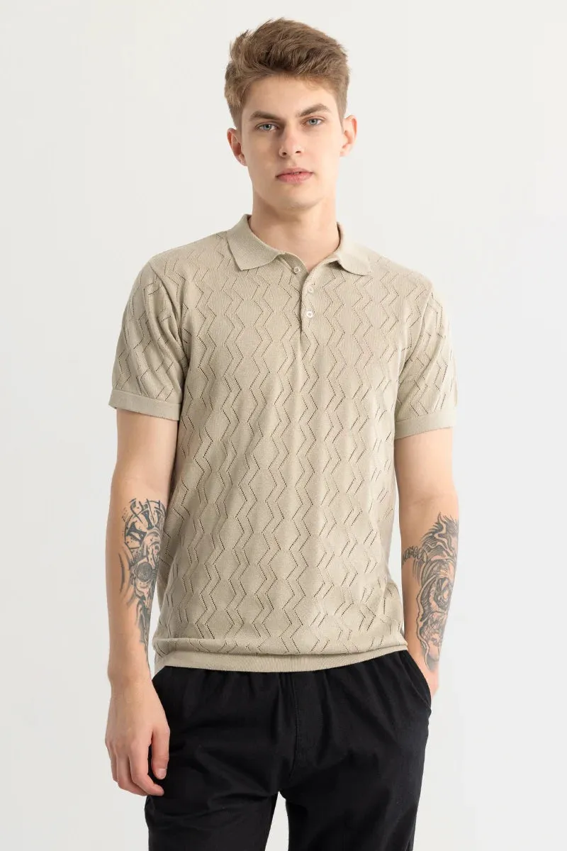 Baldassare Beige Knitted Polo T-Shirt