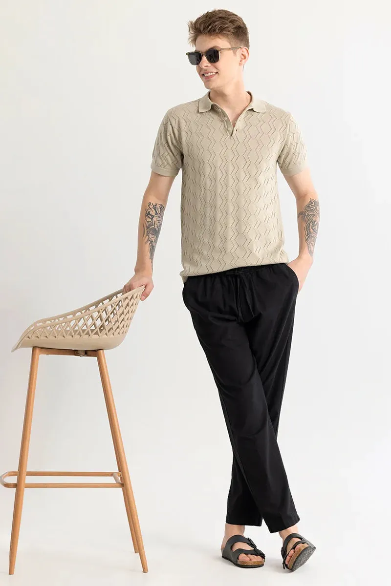 Baldassare Beige Knitted Polo T-Shirt