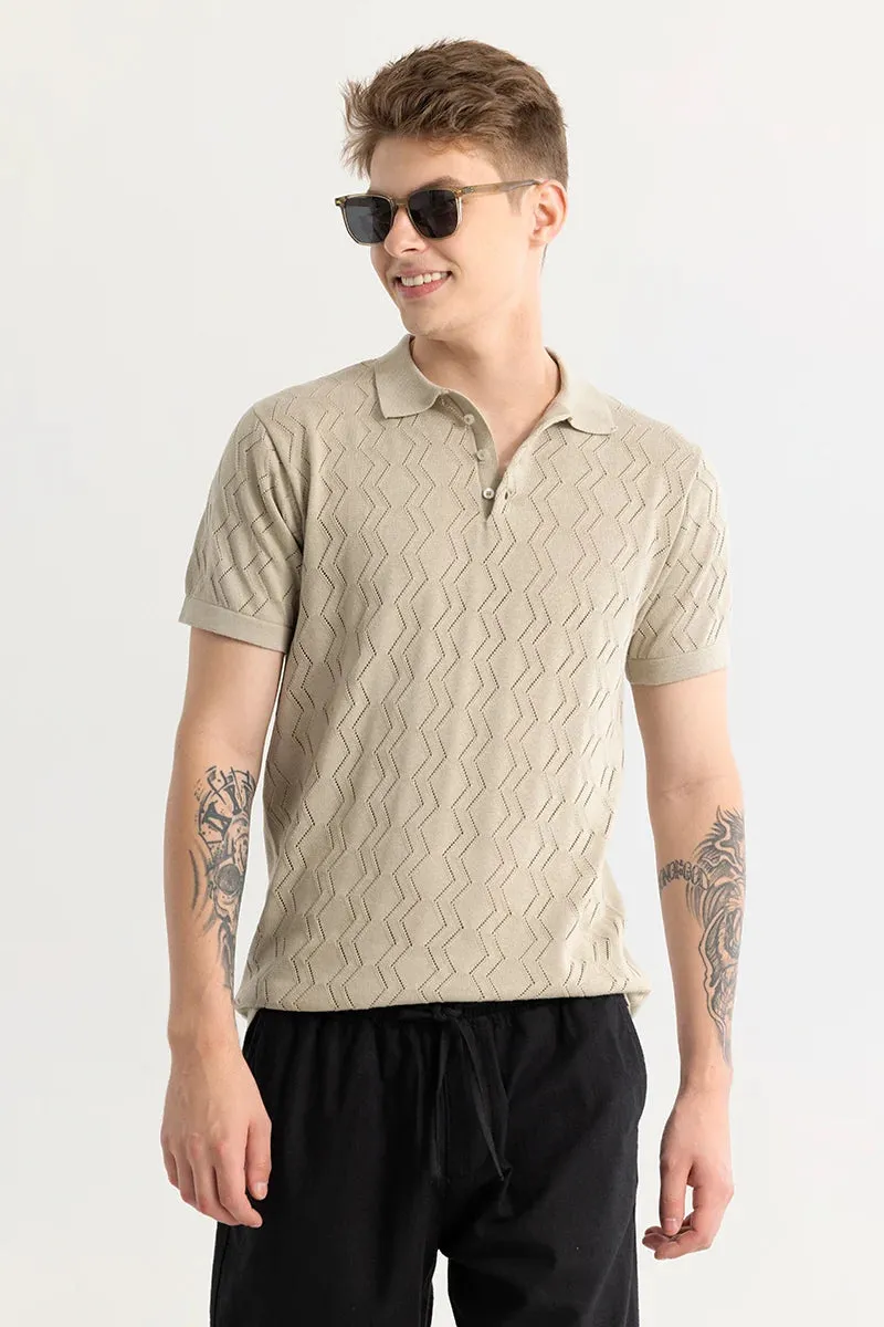 Baldassare Beige Knitted Polo T-Shirt