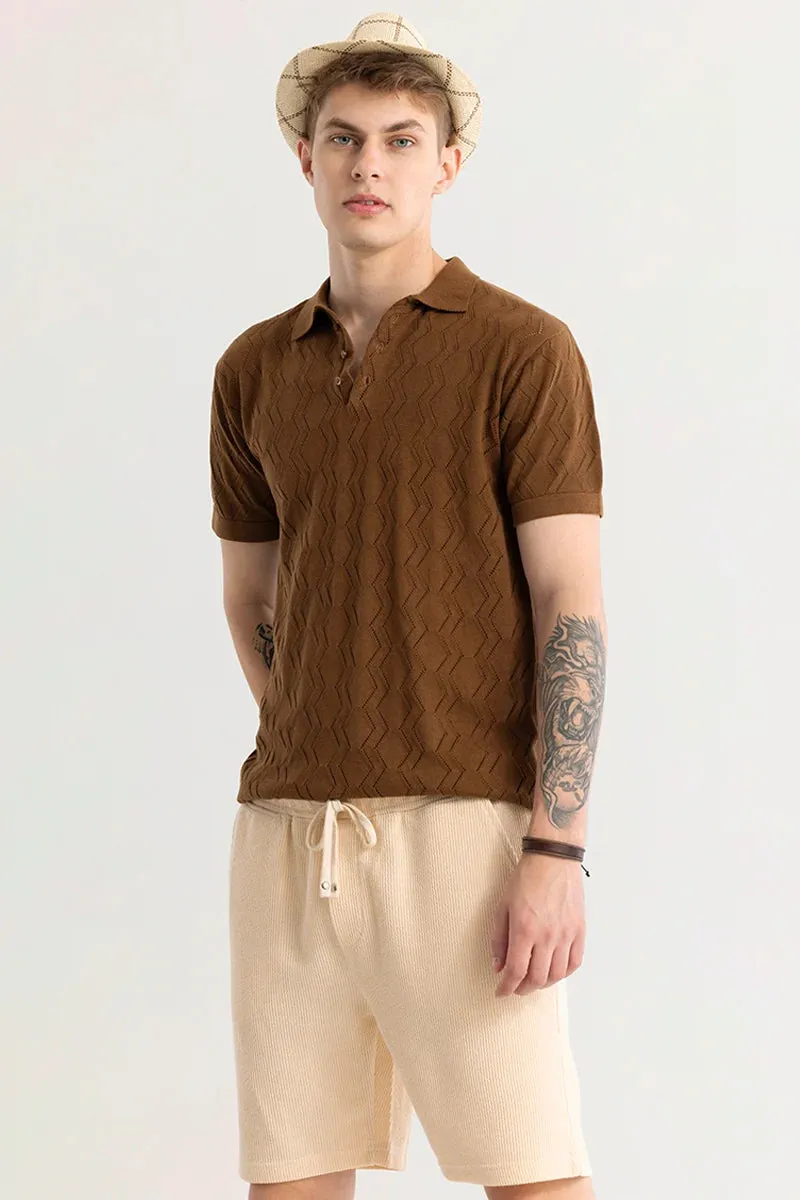 Baldassare Brown Knitted Polo T-Shirt