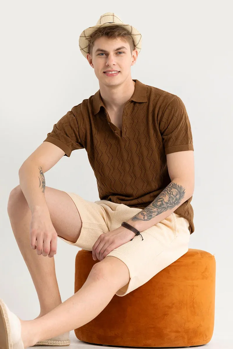 Baldassare Brown Knitted Polo T-Shirt