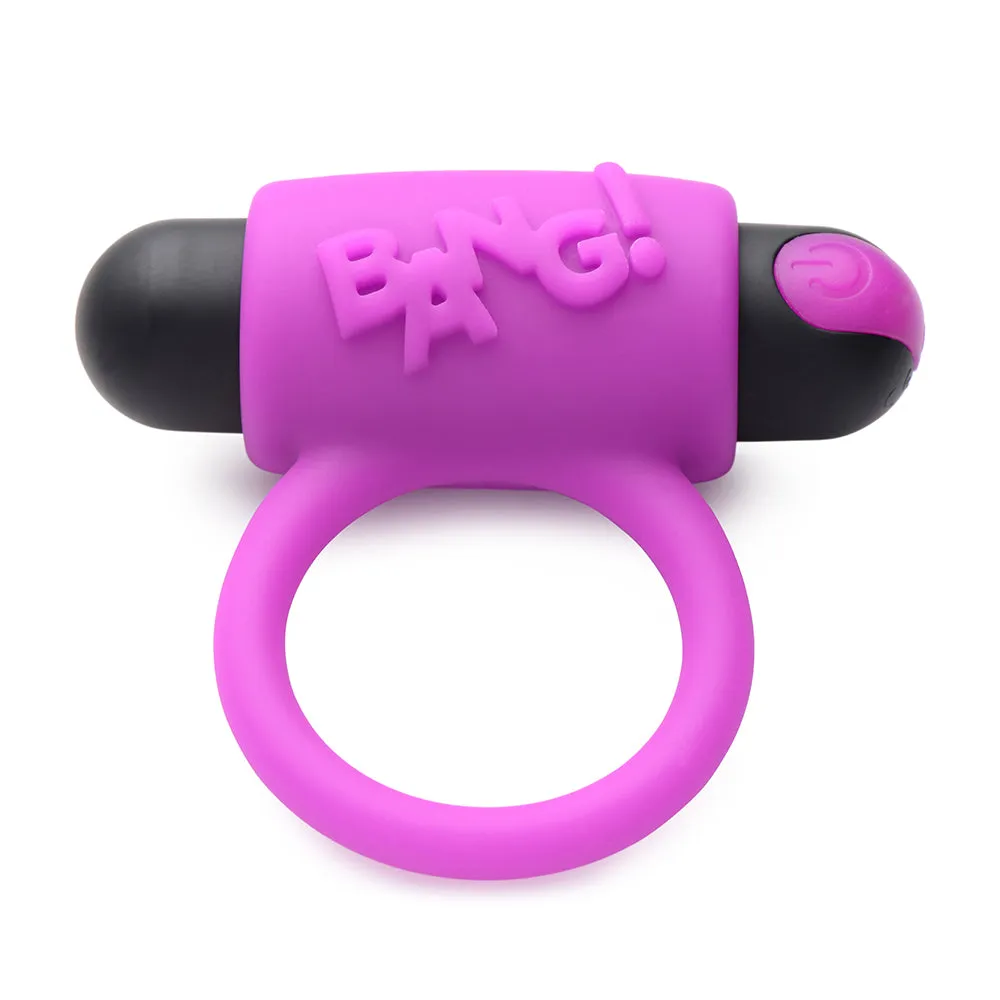 BANG! Couple's Love Ring, Finger Vibe, Bullet & Blindfold Kit Purple