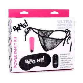 BANG! Power Panty Lace Panties, Bullet, & Blindfold Kit Pink