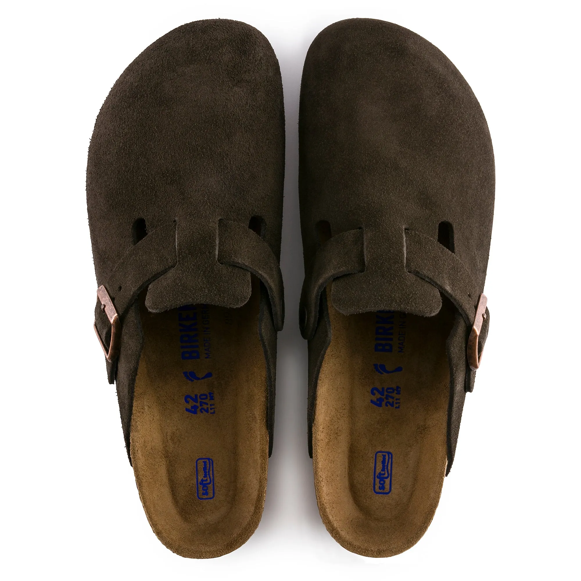 Birkenstock Boston Soft Footbed Suede Leather Color: Mocha (REGULAR/WIDE WIDTH)