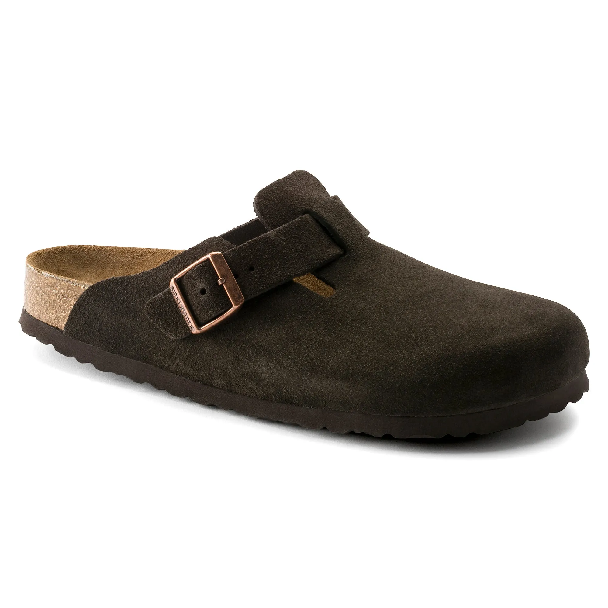 Birkenstock Boston Soft Footbed Suede Leather Color: Mocha (REGULAR/WIDE WIDTH)