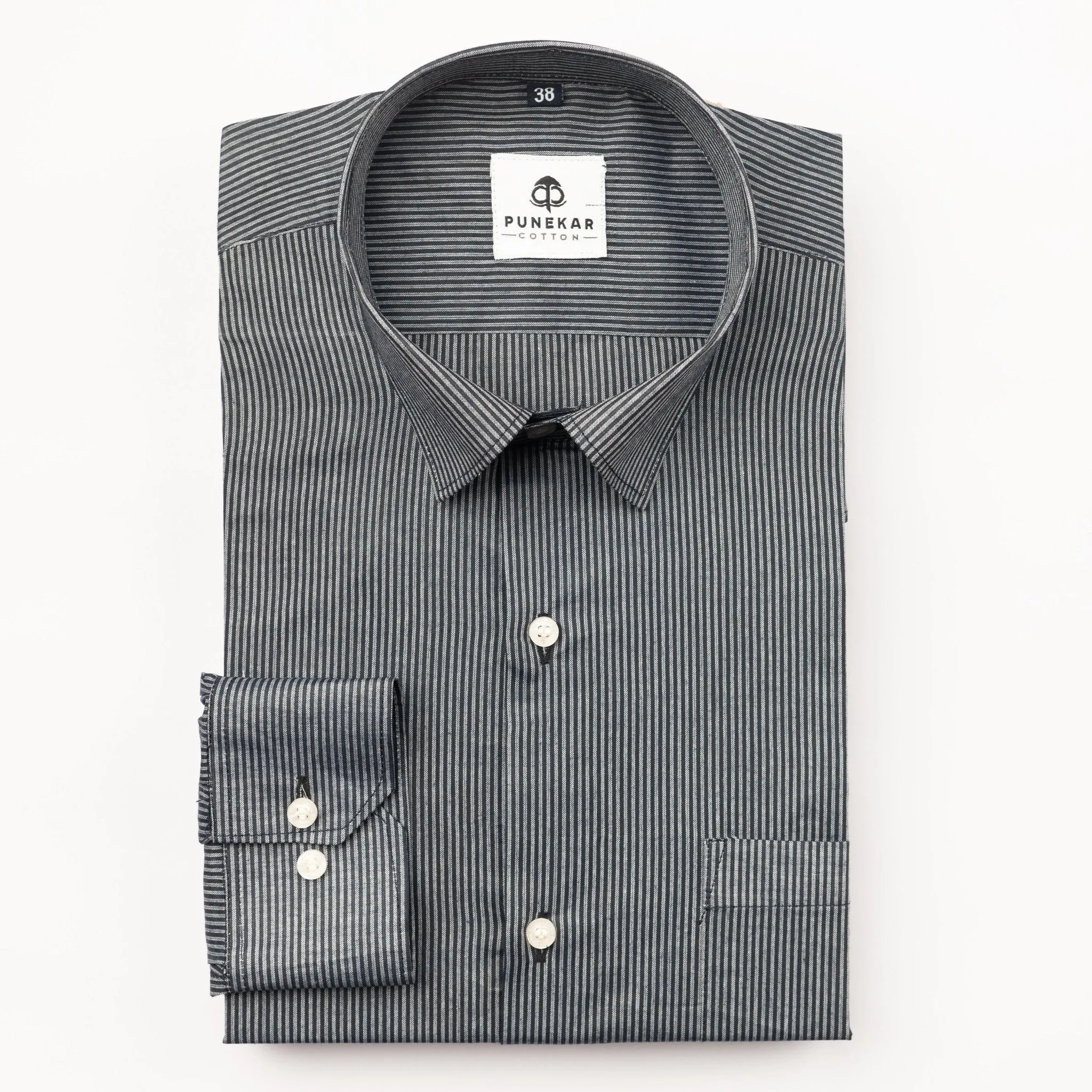 Black Color Lining Paper Cotton Shirts For Men