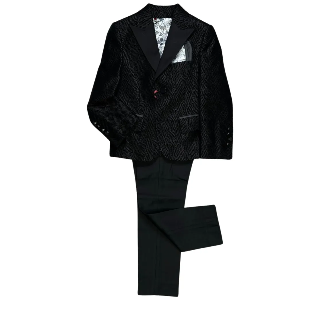 Black Suit with Velvet Flocking