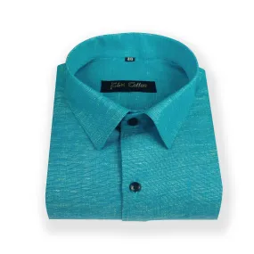 Blue Color Dual Tone Matty Cotton Shirt For Men's