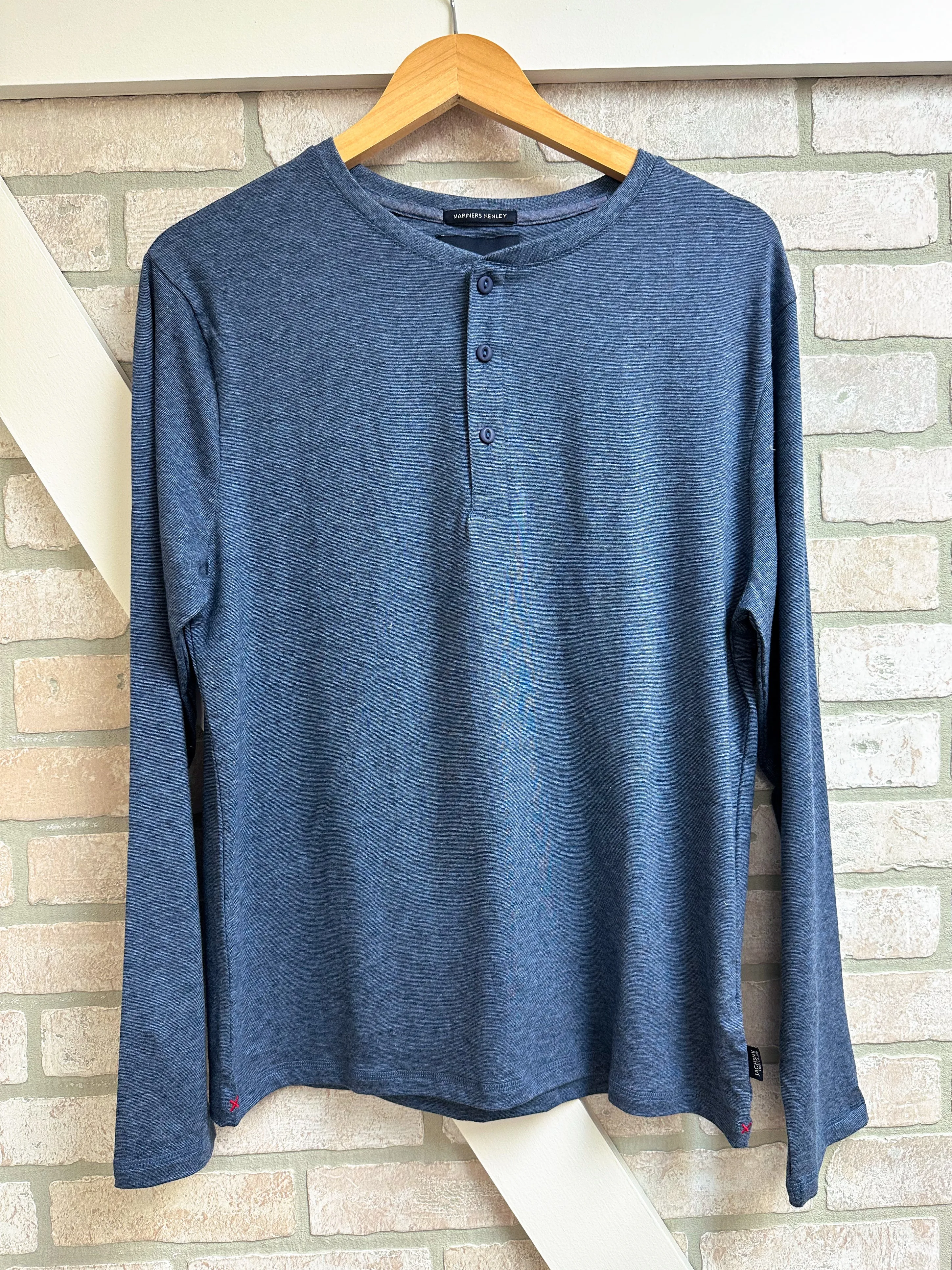 Blue Men's Long Sleeve Henley