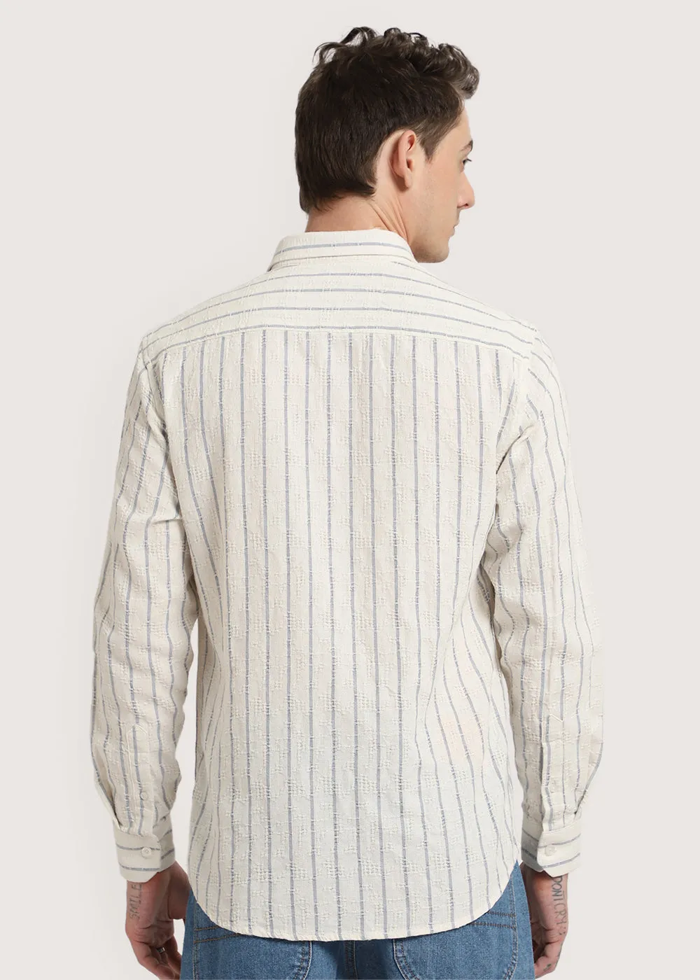 Blue Stripe Textured Shirt