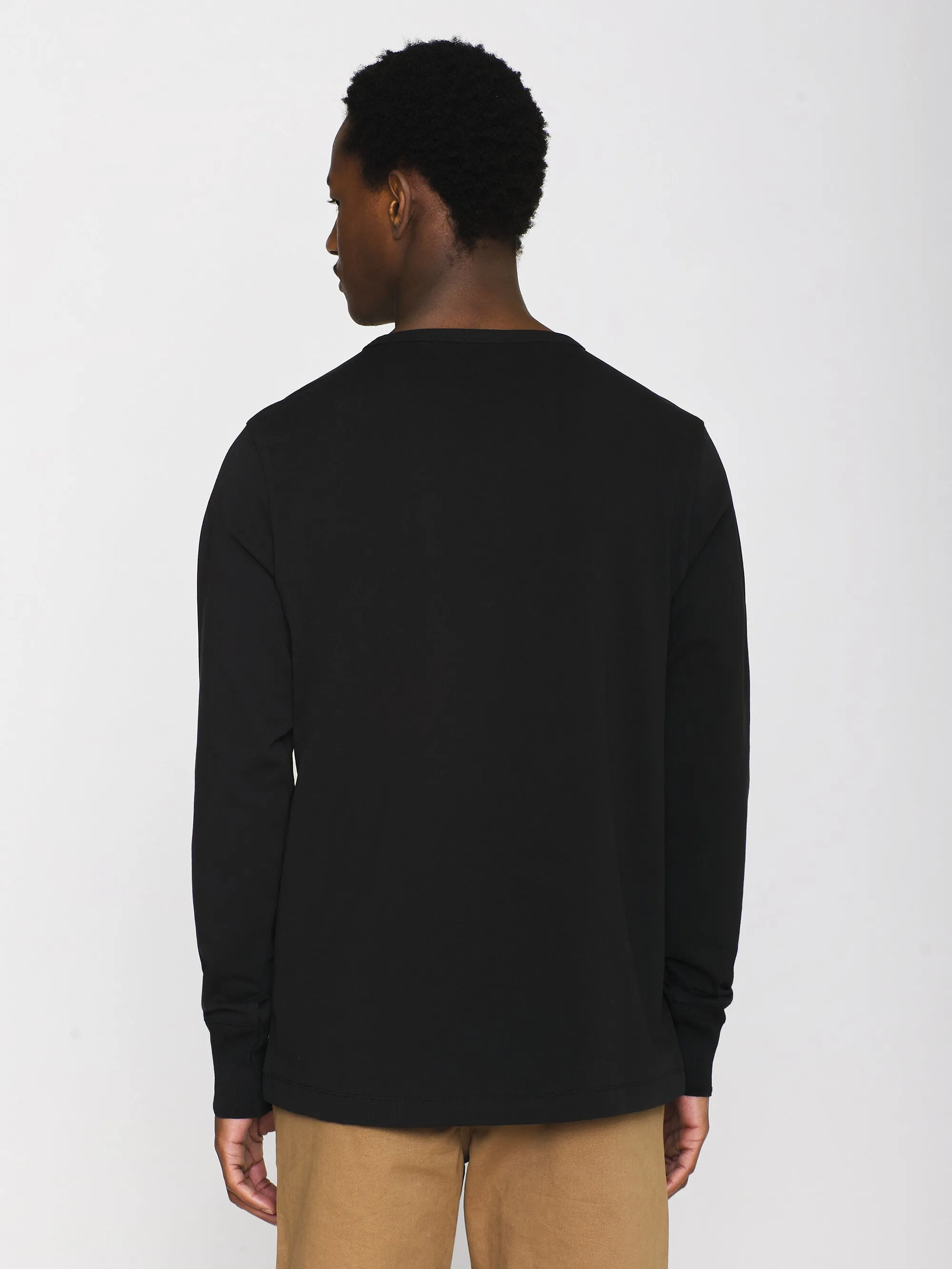 BO long sleeve henley - Regenerative Organic Certified™ - GOTS/Vegan - Black Jet