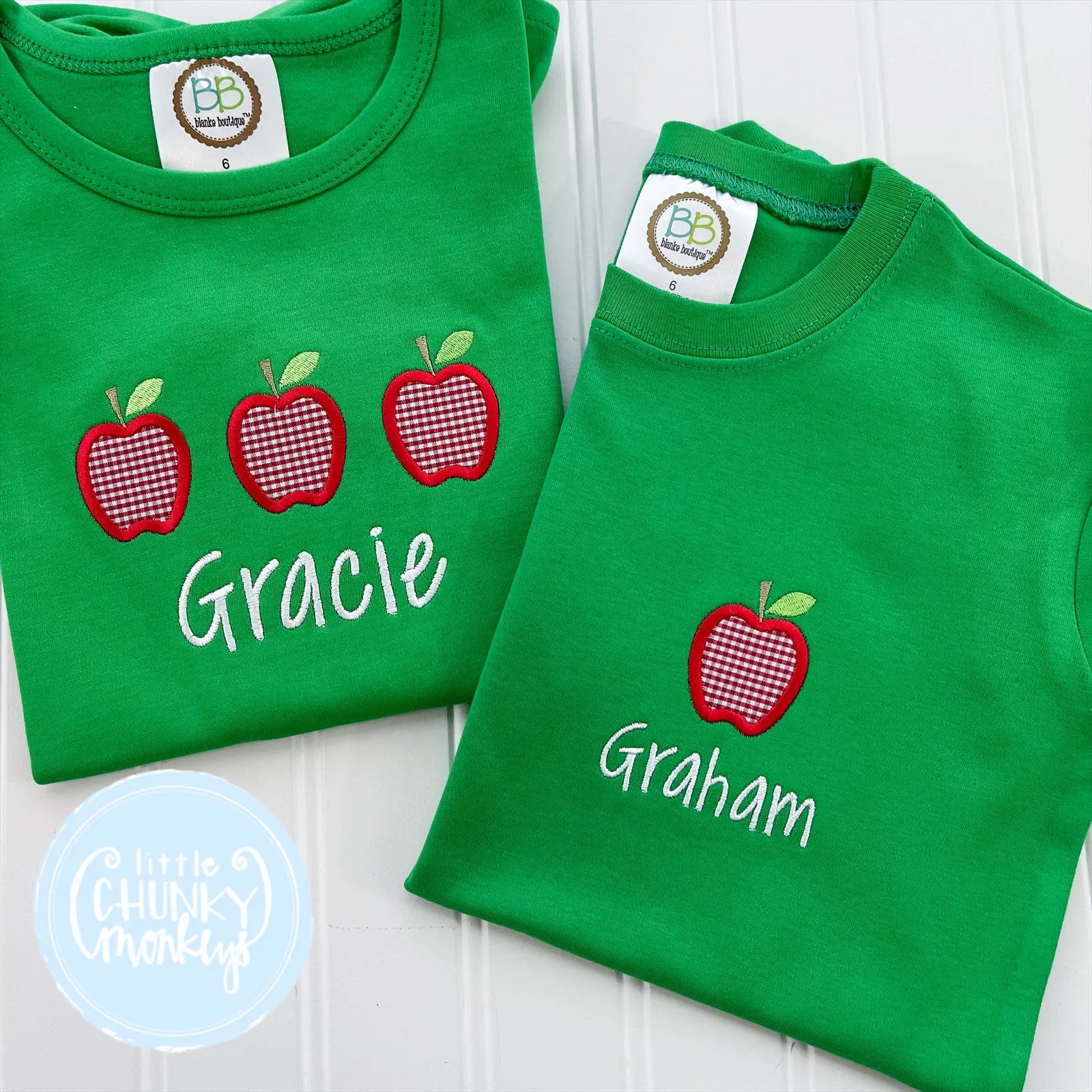 Boy Shirt - Mini Apple on Kelly Green Shirt