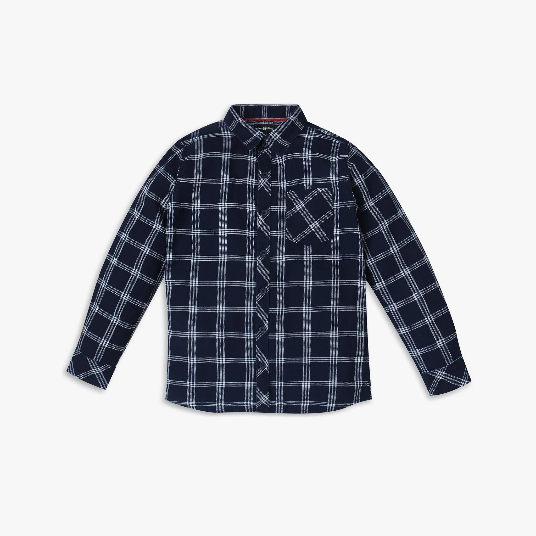 Boys Regular Fit Checkered Shirt