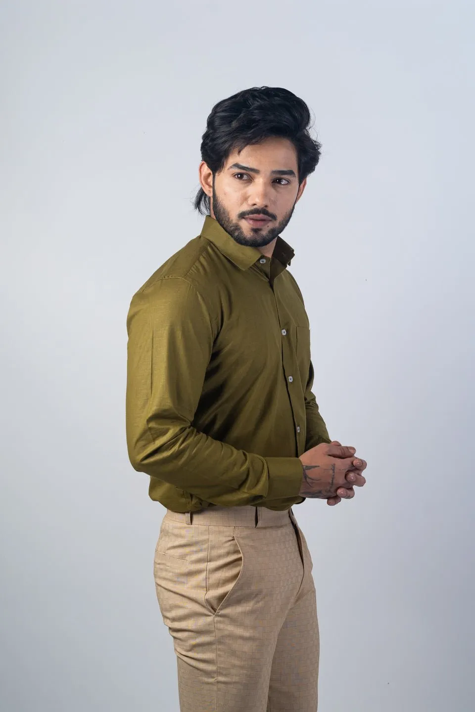 Brown Color Solid Pure Cotton For Men