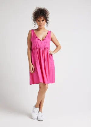 Carnation Sleeveless Silk Dress - Fuschia