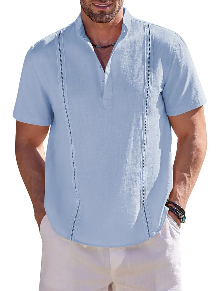 Casual Solid Cotton Henley Shirt (US Only)