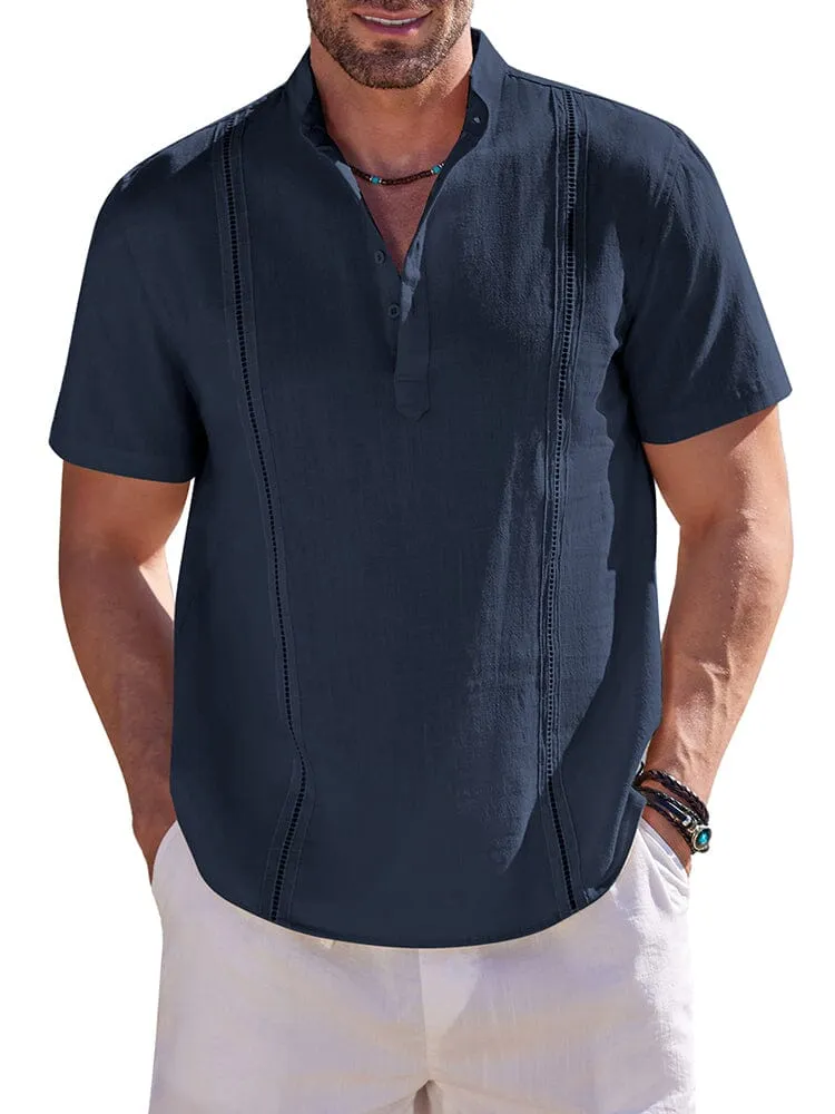 Casual Solid Cotton Henley Shirt (US Only)