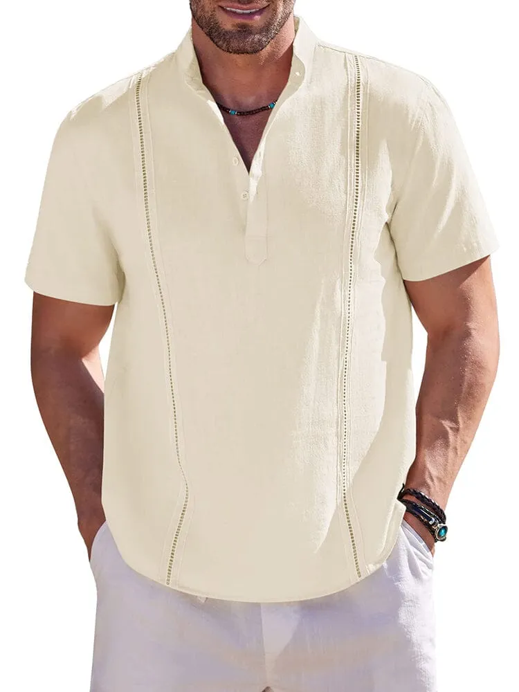 Casual Solid Cotton Henley Shirt (US Only)