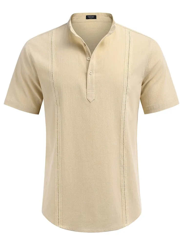 Casual Solid Cotton Henley Shirt (US Only)