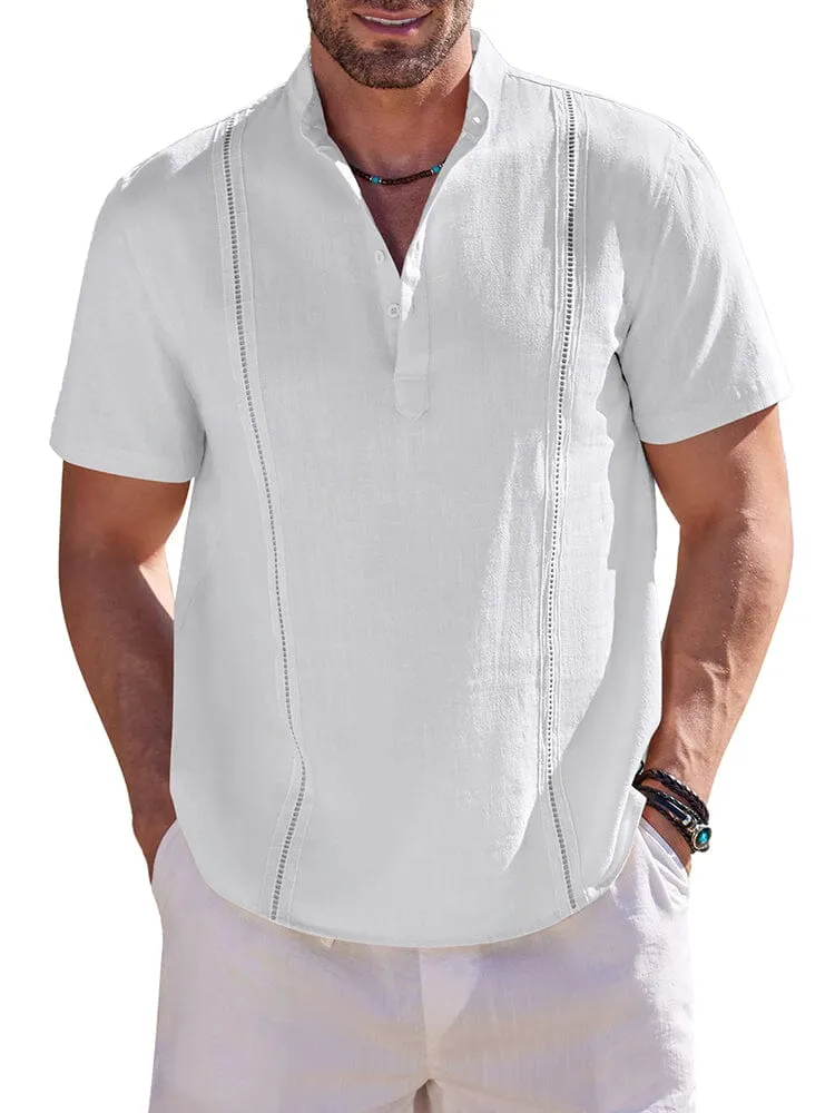 Casual Solid Cotton Henley Shirt (US Only)