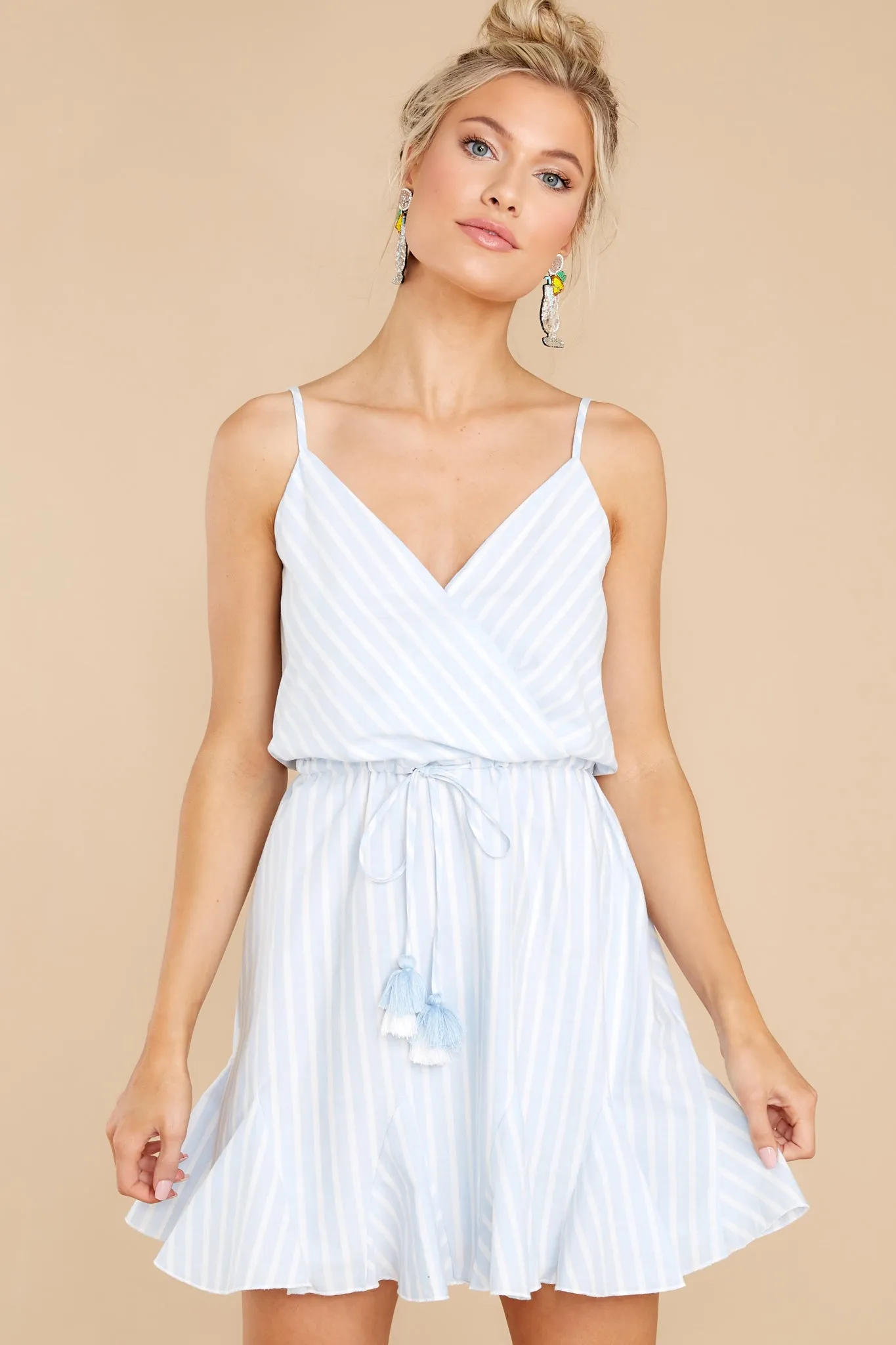 Coastal Drive Light Blue Stripe Dress