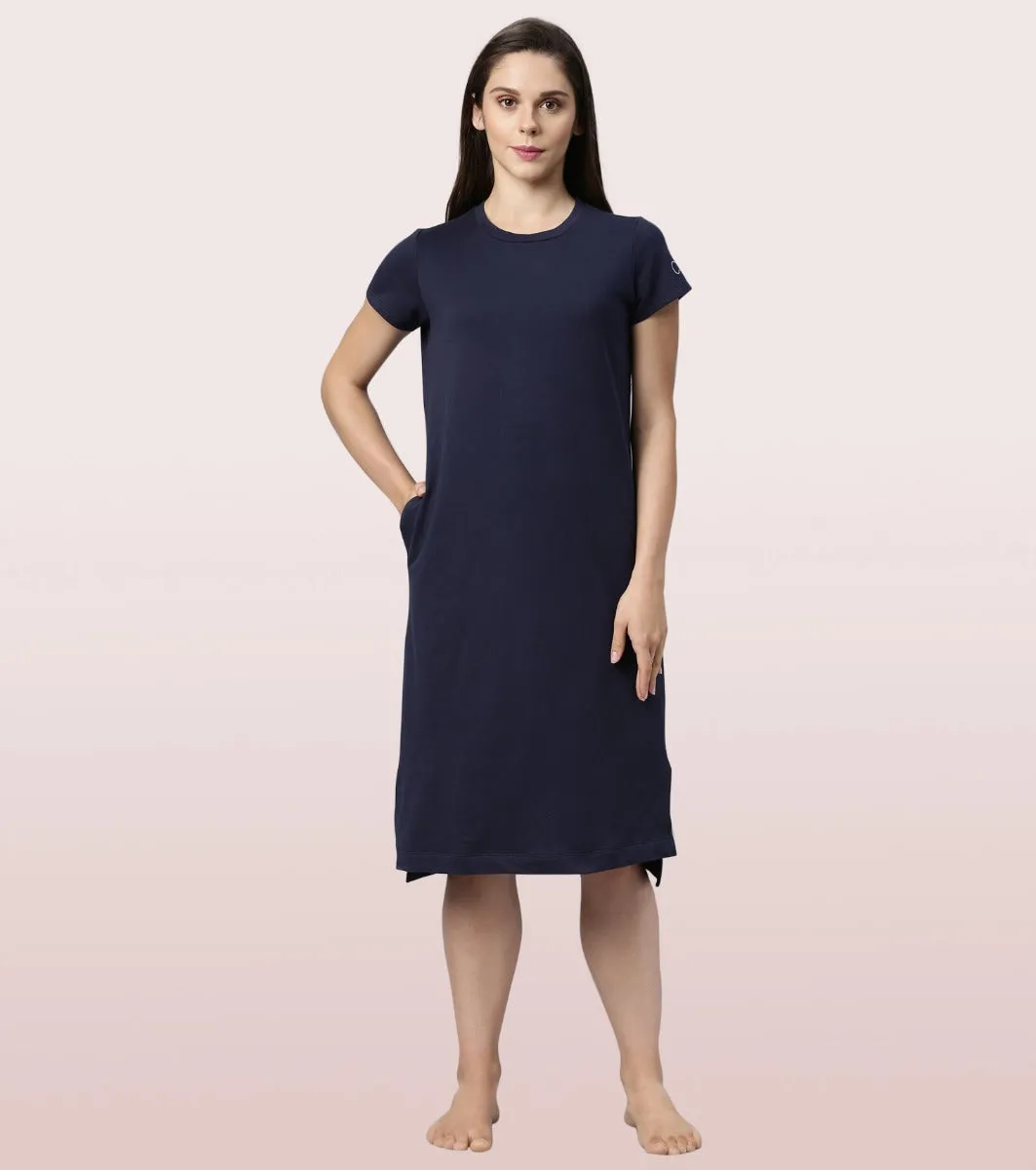 Comfy Dress | Short Sleeve Cotton Terry Lounge Dress