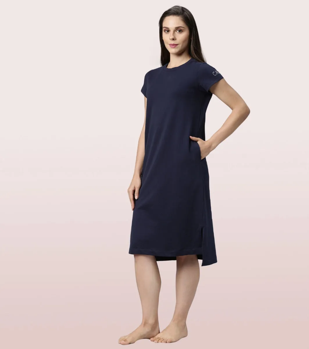 Comfy Dress | Short Sleeve Cotton Terry Lounge Dress