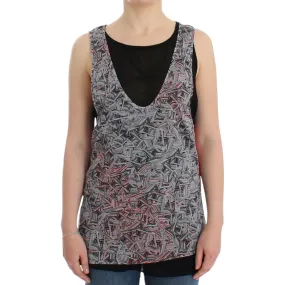 Costume National Elegant Sleeveless Black & Red Top