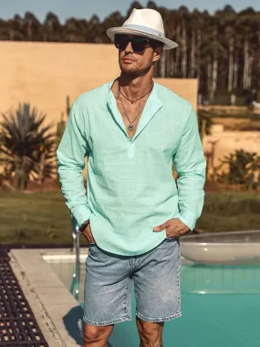 Cotton Linen Style Henley Shirt (US Only)