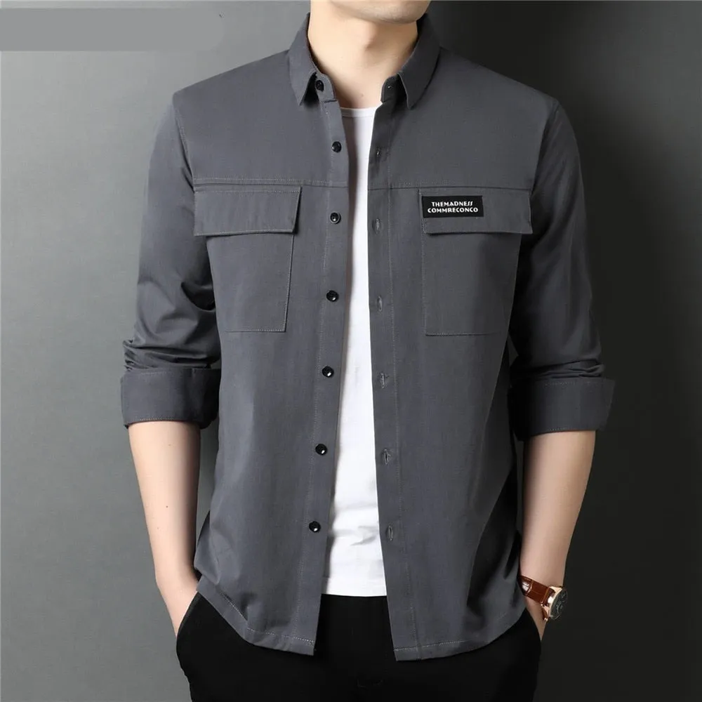 Cotton Long Sleeve Shirt With a Pocket