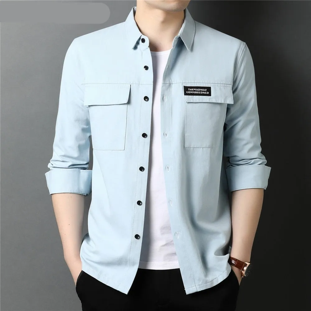 Cotton Long Sleeve Shirt With a Pocket